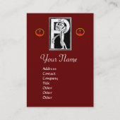 MONOGRAM P-SCHREIBEN ANTIQUE Schwarz-weiß rot Visitenkarte (Vorderseite)