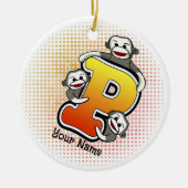 Monogram P Socken Monkey Keramik Ornament (Vorne)