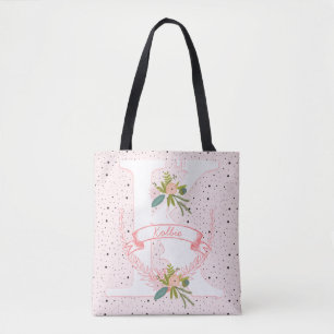 Monogram Pachy Pink Random Dot & Boho Floral Tasche