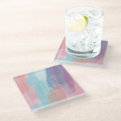 Monogram Paint Design Colorful Glasuntersetzer (Schrägansicht)