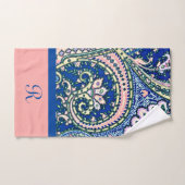 Monogram Paisley Blue Sage Green Blush Pink Handtuch (Handtuch)