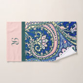 Monogram Paisley Blue Sage Green Light Blink Pink Badhandtuch Set (Handtuch)