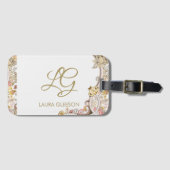Monogram Paisley Gold Ruby Luxury Elegantes Script Gepäckanhänger (Vorderseite (Horizontal))