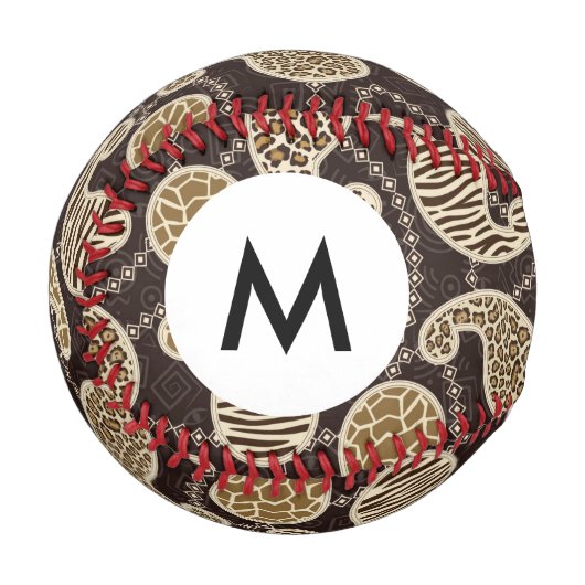 Monogram Paisley-Hintergrund Baseball (Vorderseite Links)