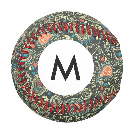 Monogram Paisley-Muster 3 Baseball (Vorderseite Links)