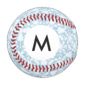 Monogram Pale Blue Damask Baseball (Vorderseite Links)