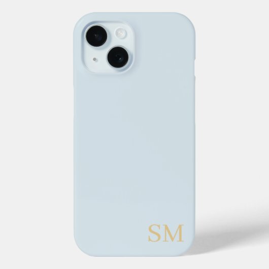 Monogram Pale Blue Gold Minimalistische Initialen Case-Mate iPhone Hülle (Rückseite)