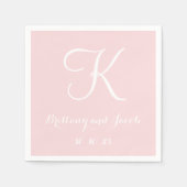 Monogram Pale Pink Classy Wedding Paper Napkins Serviette (Vorderseite)
