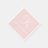 Monogram Pale Pink Classy Wedding Paper Napkins Serviette (Ecke)