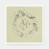 Monogram Palm Leaf Greenery 2 Serviette (Vorderseite)