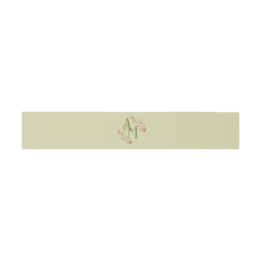 Monogram Palm Leaf Greenery Einladungsbanderole (Flach)
