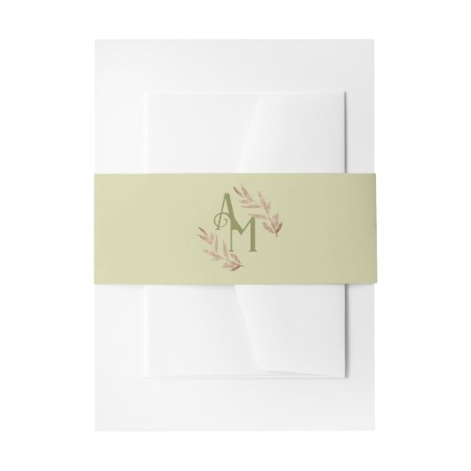 Monogram Palm Leaf Greenery Einladungsbanderole (Vorderseite Beispiel)