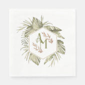 Monogram Palm Leaf Greenery Serviette (Vorderseite)