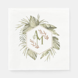 Monogram Palm Leaf Greenery Serviette