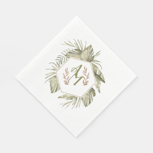 Monogram Palm Leaf Greenery Serviette (Ecke)
