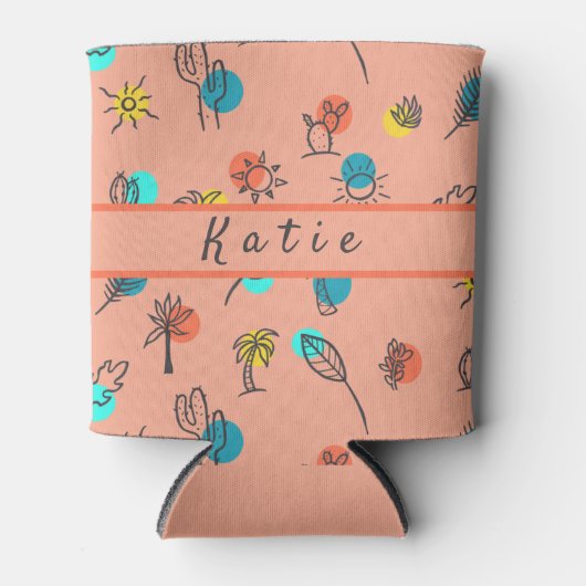 Monogram Palm Springs Themes Summer Pattern Dosenkühler (Vorderseite)