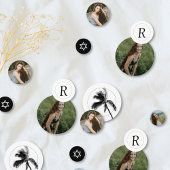Monogram Palm Tree Bat Mitzvah Foto Confetti Konfetti