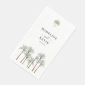 Monogram Palm Trees Wedding Serviette (Ecke)