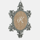 Monogram panther skin light brown pattern name let schneeflocken Zinn-Ornament (Links)