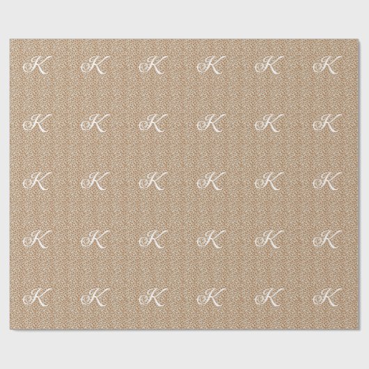 Monogram-Pantherfell hellbraunes Muster Name Buchs Geschenkpapier (Flach)