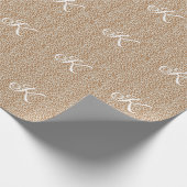 Monogram-Pantherfell hellbraunes Muster Name Buchs Geschenkpapier (Ecke)