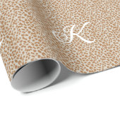 Monogram-Pantherfell hellbraunes Muster Name Buchs Geschenkpapier (Rolleneckpunkt)