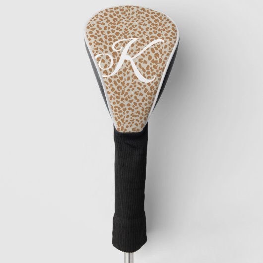 Monogram-Pantherfell hellbraunes Muster Name Buchs Golf Headcover (Vorderseite)