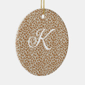 Monogram-Pantherhaut hellbraunes Muster Name Buchs Keramik Ornament (Rechts)