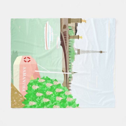 Monogram Paris Cityscape Spring Fleece Blanket (Vorderseite (Horizontal))