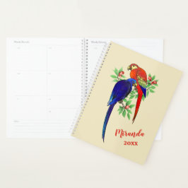 Monogram Parrots Blue Red Blume Beige Planner Planer