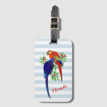 Monogram Parrots Blue Red Blume Gepäckmarke