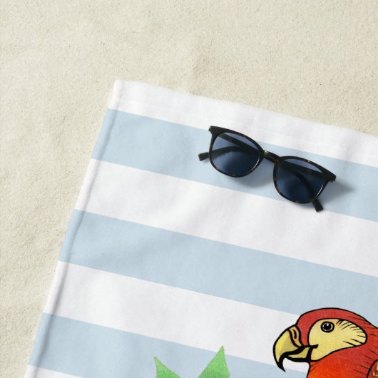 Monogram Parrots Blue Red Blume Strandtuch (Beispiel)