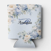 Monogram Party Dusty Blue Watercolor Elfenbeinfarb Dosenkühler (Rückseite)