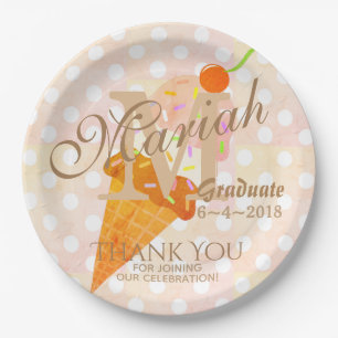 Monogram Party Ice Creme Cone Paper Teller