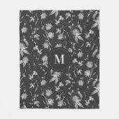 Monogram Passion Blume Dunkelgrau Fleecedecke (Vorderseite)