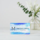 Monogram Pastel Blue Wood Visitenkarte (Stehend Vorderseite)