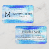 Monogram Pastel Blue Wood Visitenkarte (Vorne/Hinten)