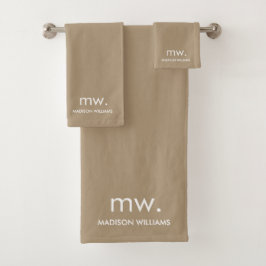 Monogram Pastel Elegant Stilvoll Moderne Minimalis Badhandtuch Set