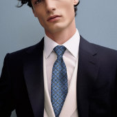 Monogram Pastel Navy Vintag Floral Men's Krawatte