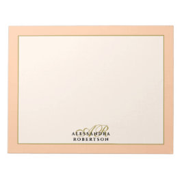 Monogram Pastel Orange Peach Ivory Gold Minimalist Notizblock