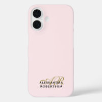 Monogram Pastel Pink Gold Schwarz Minimalistisch S