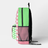 Monogram Pastel Pink Green White Polka Dots Bedruckter Rucksack (Rechts)