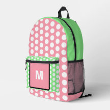 Monogram Pastel Pink Green White Polka Dots