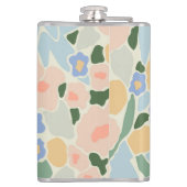 Monogram Pastel Pink Light Blue Blume Muster Flachmann (Rückseite)