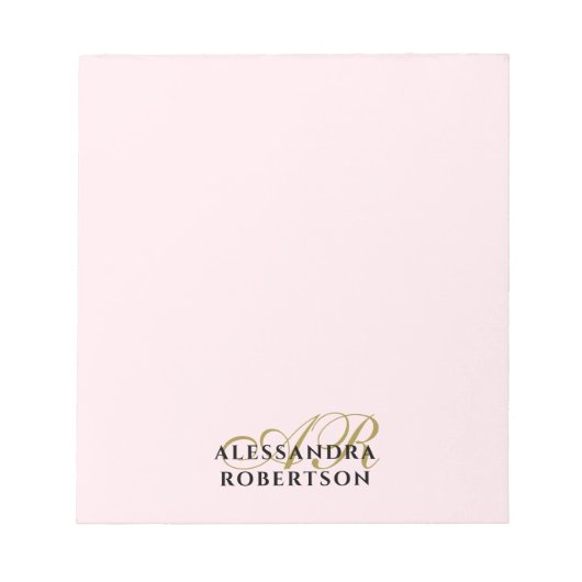 Monogram Pastel Pink Minimalistisch elegant Gold S Notizblock (Vorderseite)