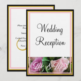 Monogram Pastel Pink Roses Mr. and Mrs. Einladung
