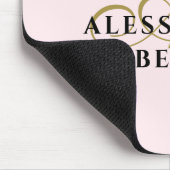 Monogram Pastel Pink Stylish Gold Black Minimalist Mousepad (Ecke)