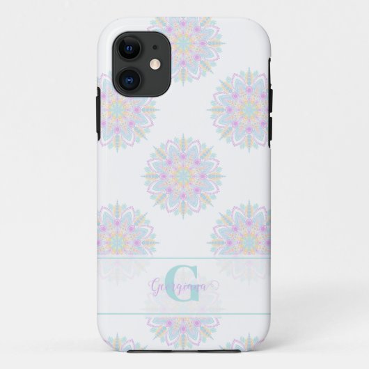 Monogram Pastel Rainbow Sundae Polka Dot Mandala Case-Mate iPhone Hülle (Rückseite)