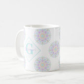 Monogram Pastel Rainbow Sundae Polka Dot Mandala Kaffeetasse (Vorderseite Links)
