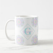 Monogram Pastel Rainbow Sundae Polka Dot Mandala Kaffeetasse (Links)